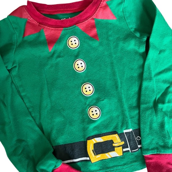 Festive Christmas Green and Red Elf Pajama two piece Set toddler size 4 unisex - Picture 2 of 8